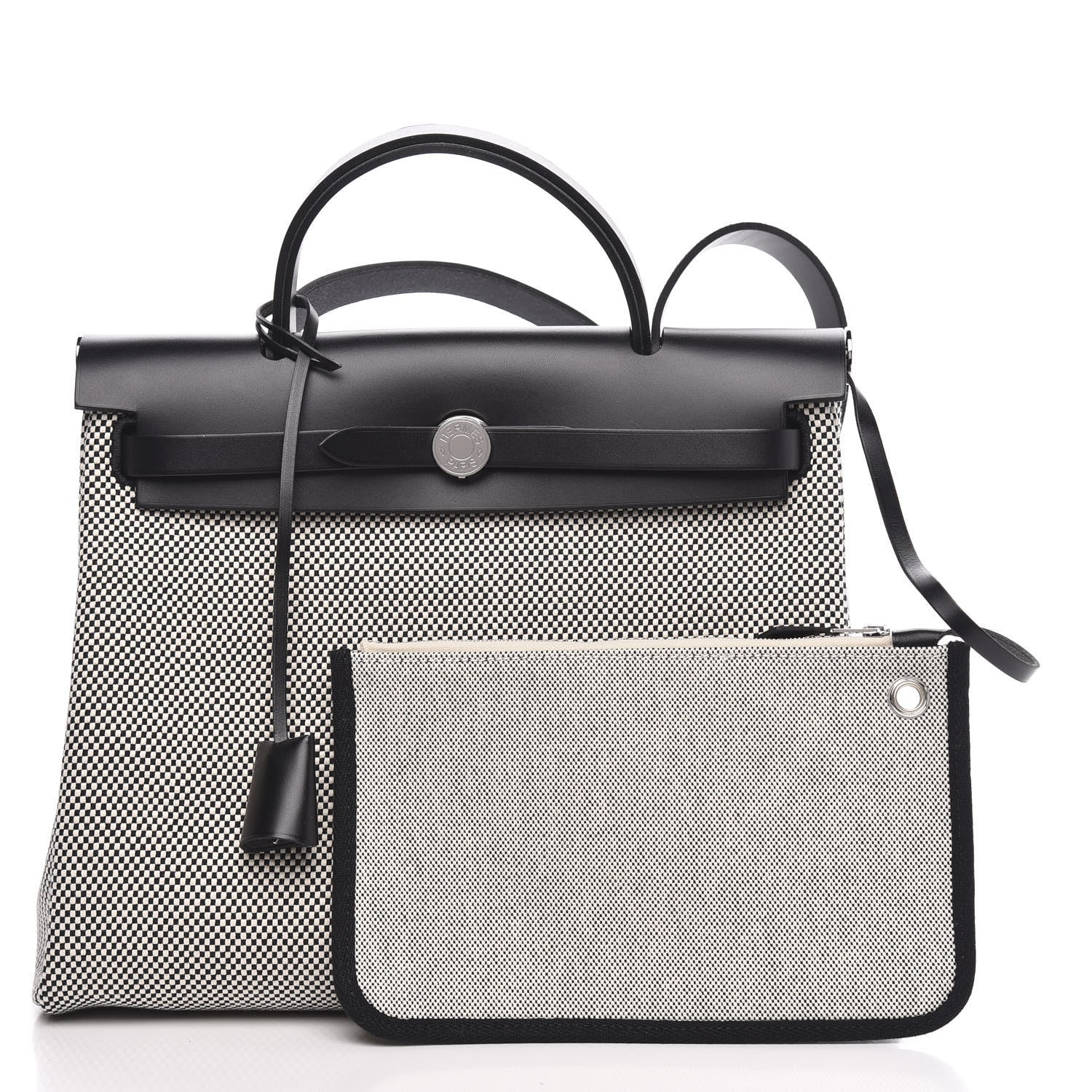 Hermes Vache Hunter Criss Viking Herbag Zip Retourne 31 PM Ecru Black 3 of 11