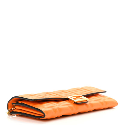 Fendi Nappa Matisse FF Embossed Continental Wallet On Chain Clementine 4 of 15