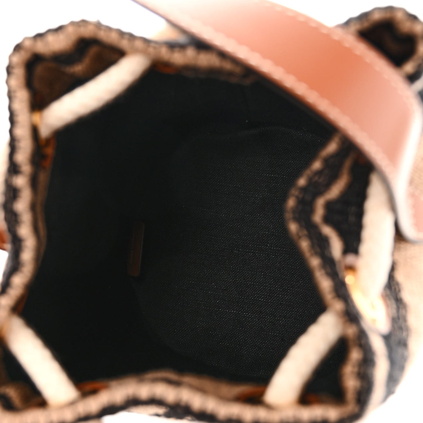 Canvas Calfskin Triomphe Teen Drawstring Bag White Black