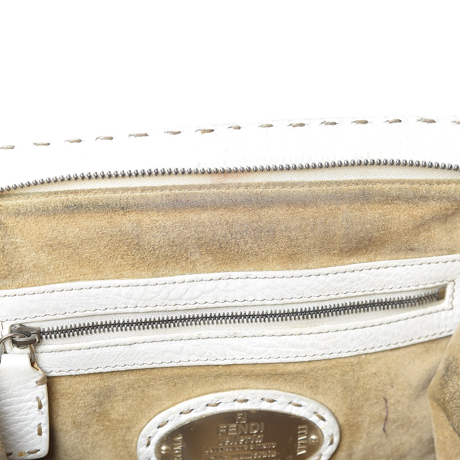 Fendi Calfskin Romano Selleria Adele 1328 Bag White 8 of 38
