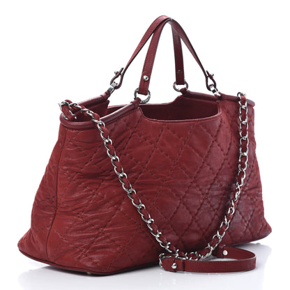 Chanel Iridescent Calfskin Quilted Small Sea Hit Tote Red 3 of 16