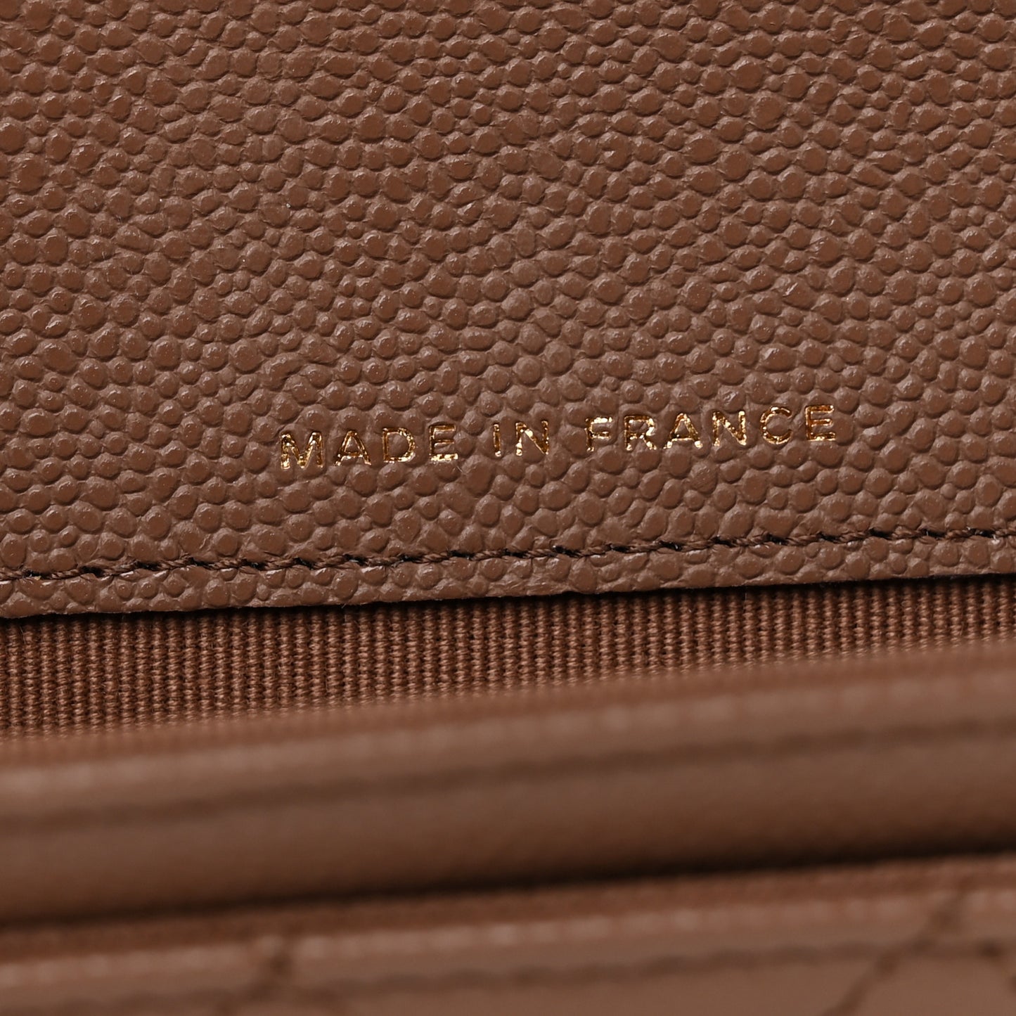 Caviar Quilted Flap Card Holder Wallet Brown