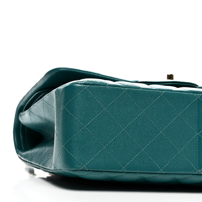 Chanel Caviar Quilted Jumbo Double Flap Green 9 of 10