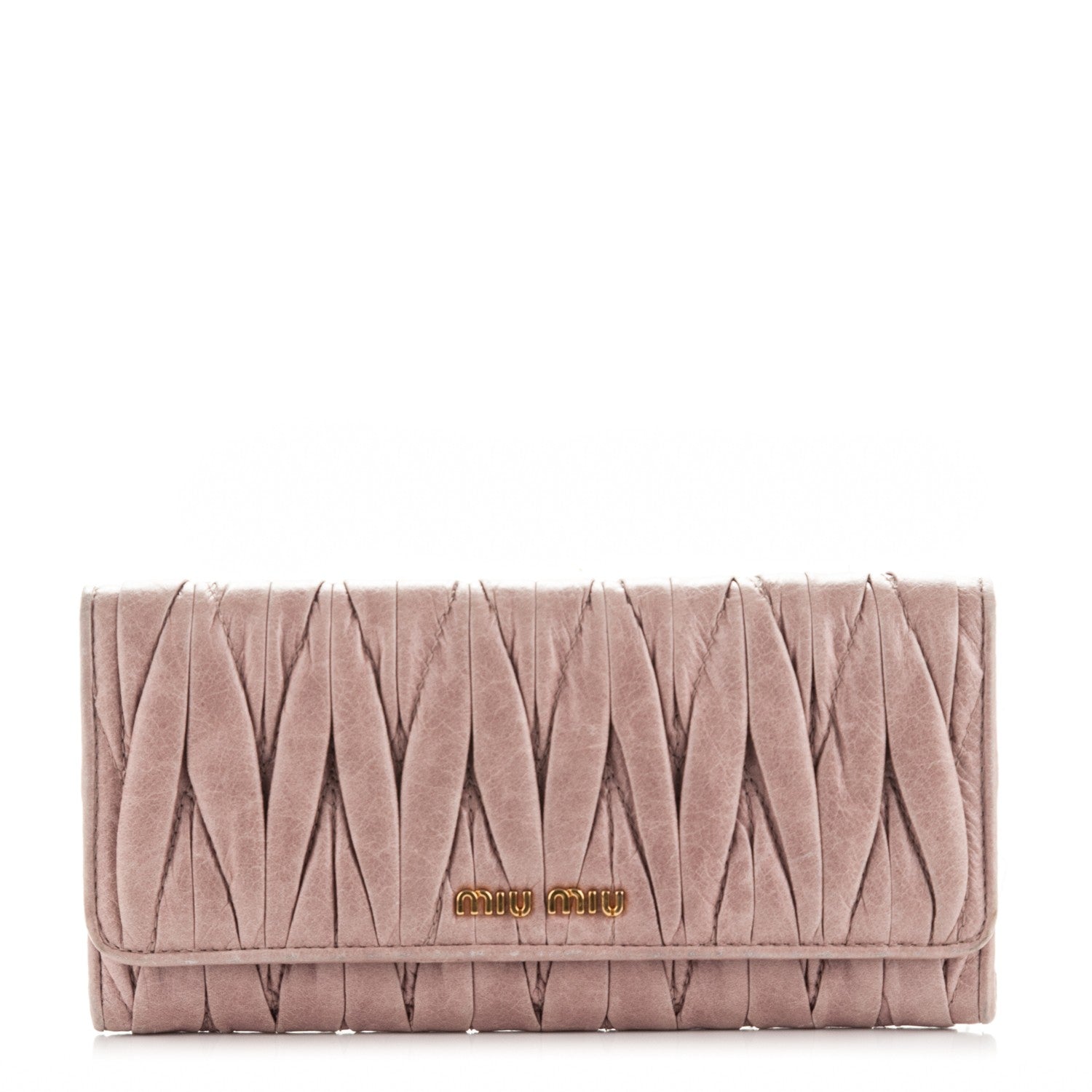 Miu Miu Nappa Matelasse Lux Flap Wallet Mughetto 1 of 8