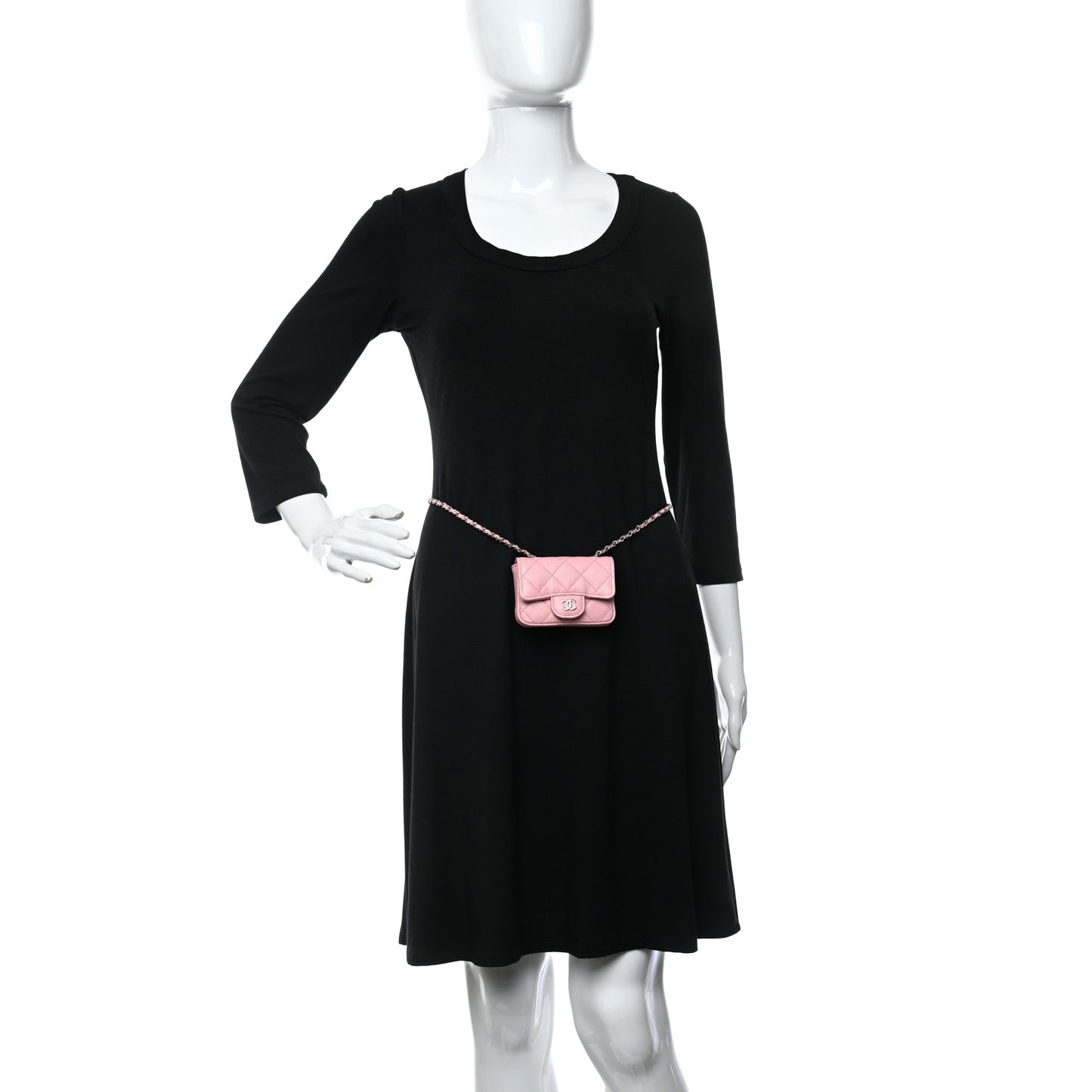 Caviar Quilted Mini Chain Belt Bag Light Pink