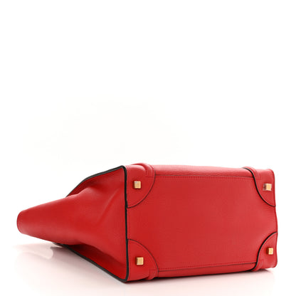 Celine Drummed Calfskin Mini Luggage Coquelicot 4 of 9