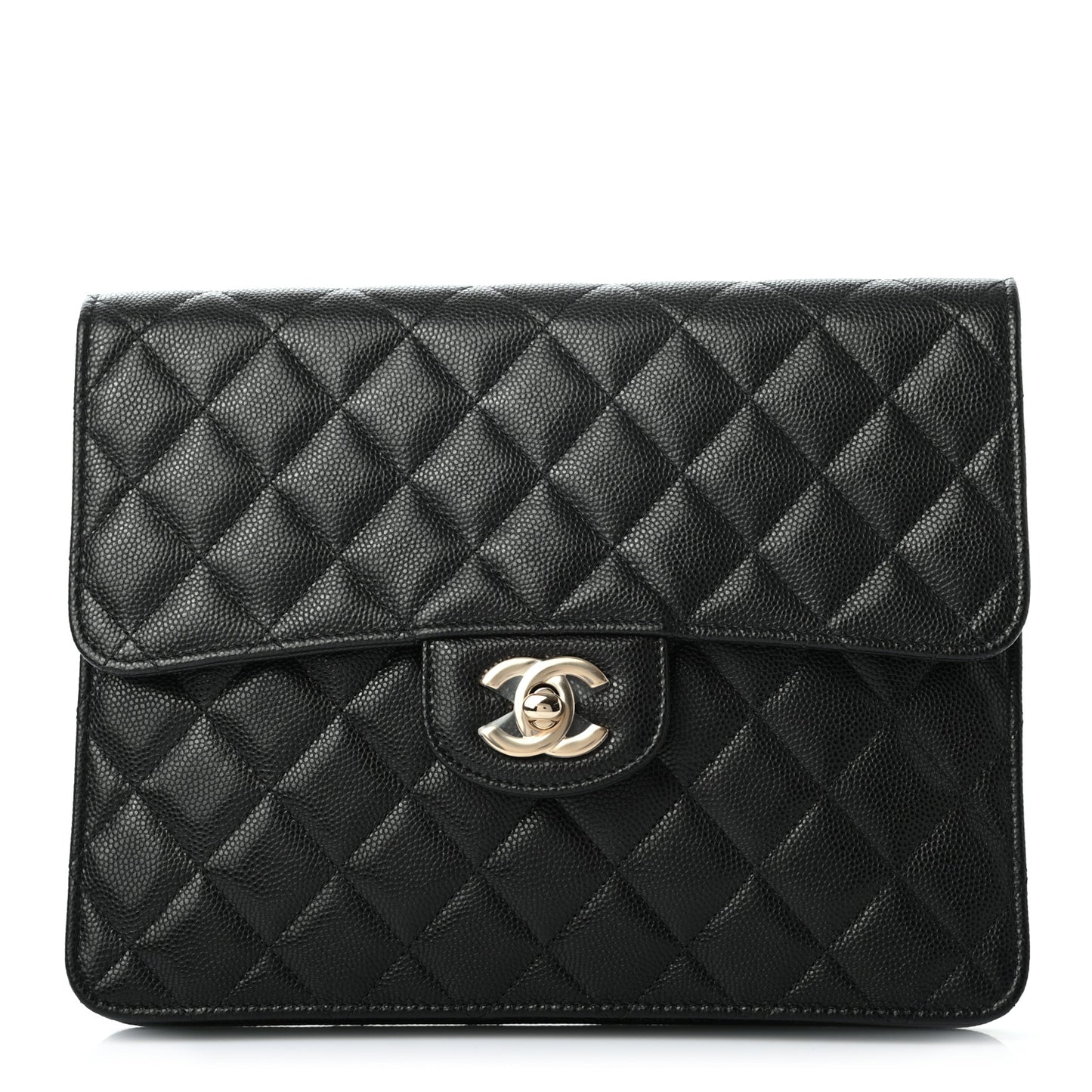 Caviar Quilted Square Flap Clutch Black