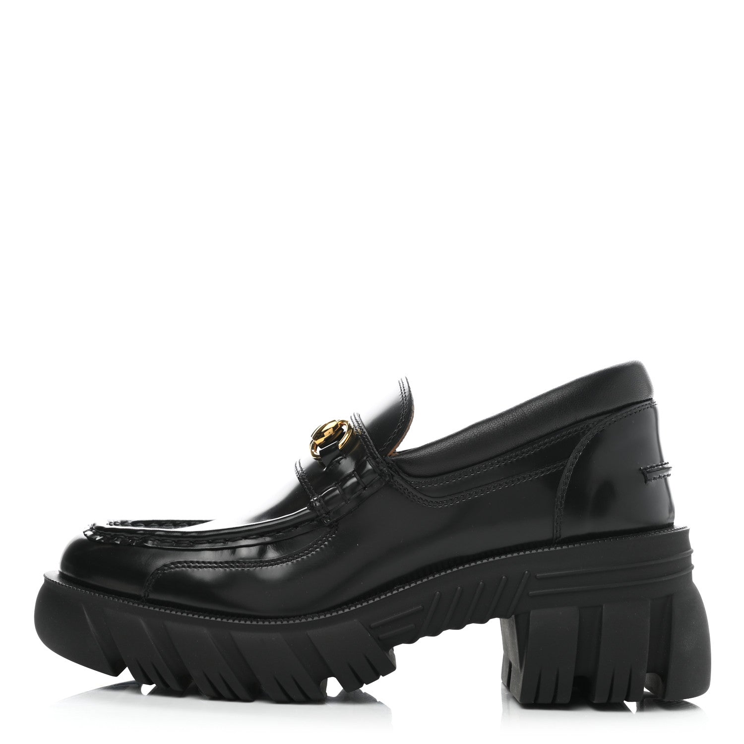 Gucci Magnum Calfskin Nappa Samoa Womens Horsebit Platform Chunky Lug Sole 40mm Loafers 39.5 Black 1 of 9
