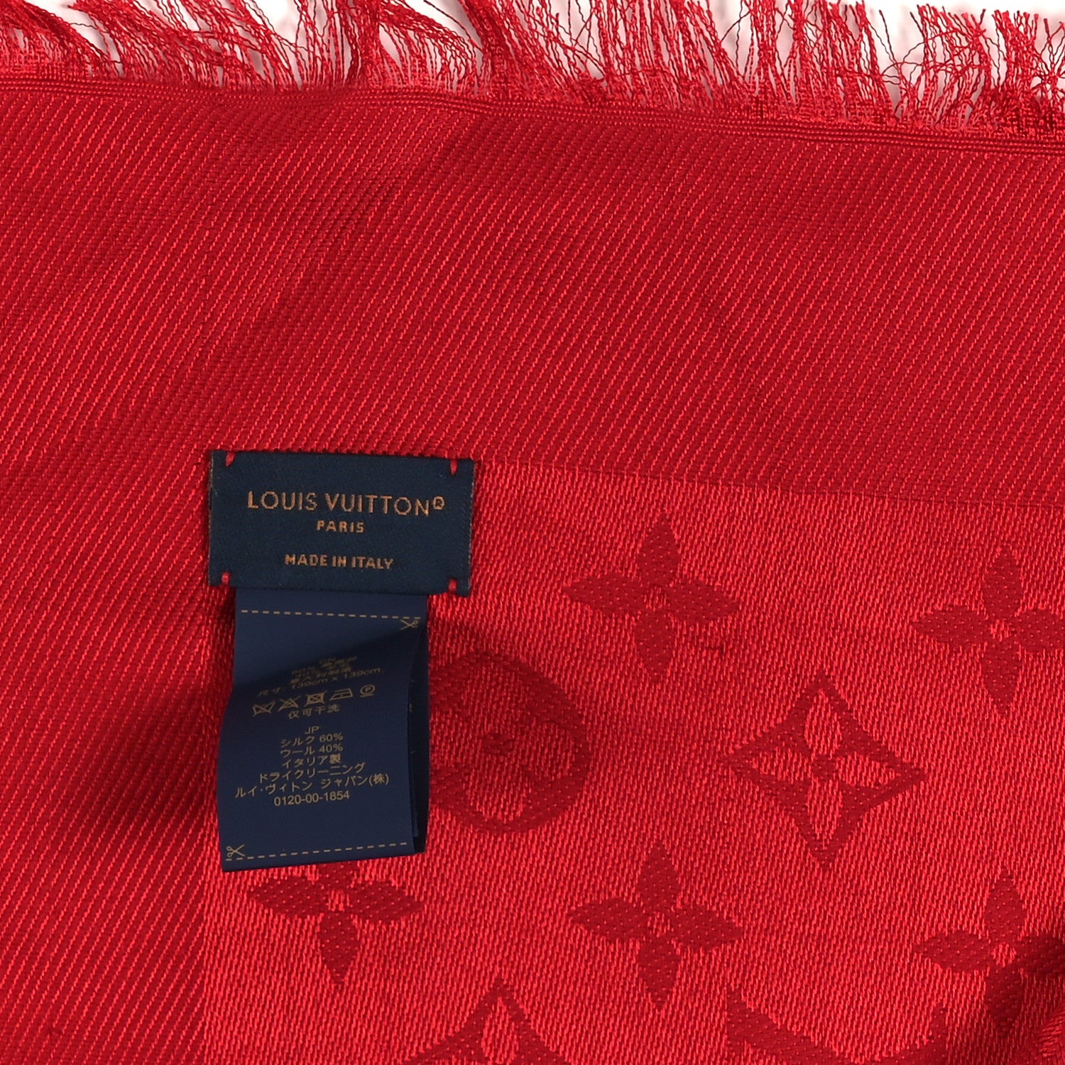 Louis Vuitton Wool Silk Monogram Denim Shawl Pomme D'Amour 3 of 3