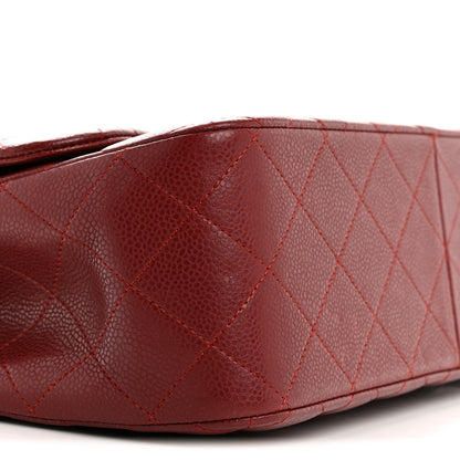 Chanel Caviar Quilted Jumbo Double Flap Dark Red 9 of 10
