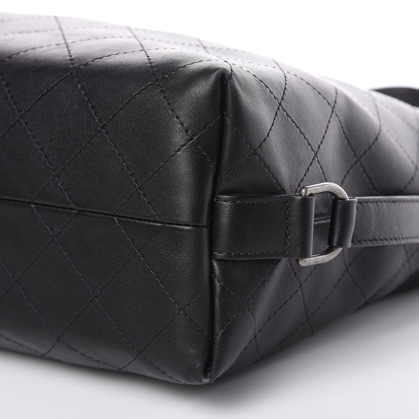 Calfskin Stitched Large Hobo Black