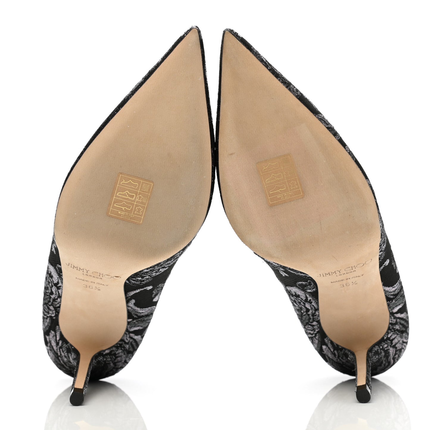 Floral Brocade Pointy Toe Love 85 Pumps 36.5 Black Steel