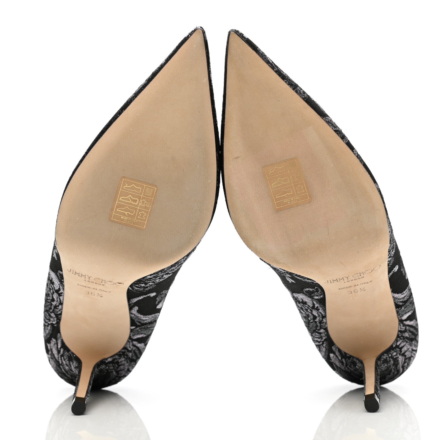 Jimmy Choo Floral Brocade Pointy Toe Love 85 Pumps 36.5 Black Steel 5 of 8