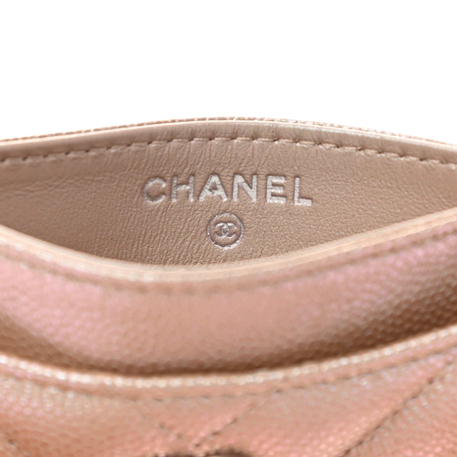 Chanel Iridescent Caviar Chevron Quilted Card Holder Beige 6 of 9