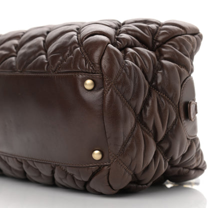 Chanel Calfskin Bubble Quilt Bowler Dark Brown 12 of 14