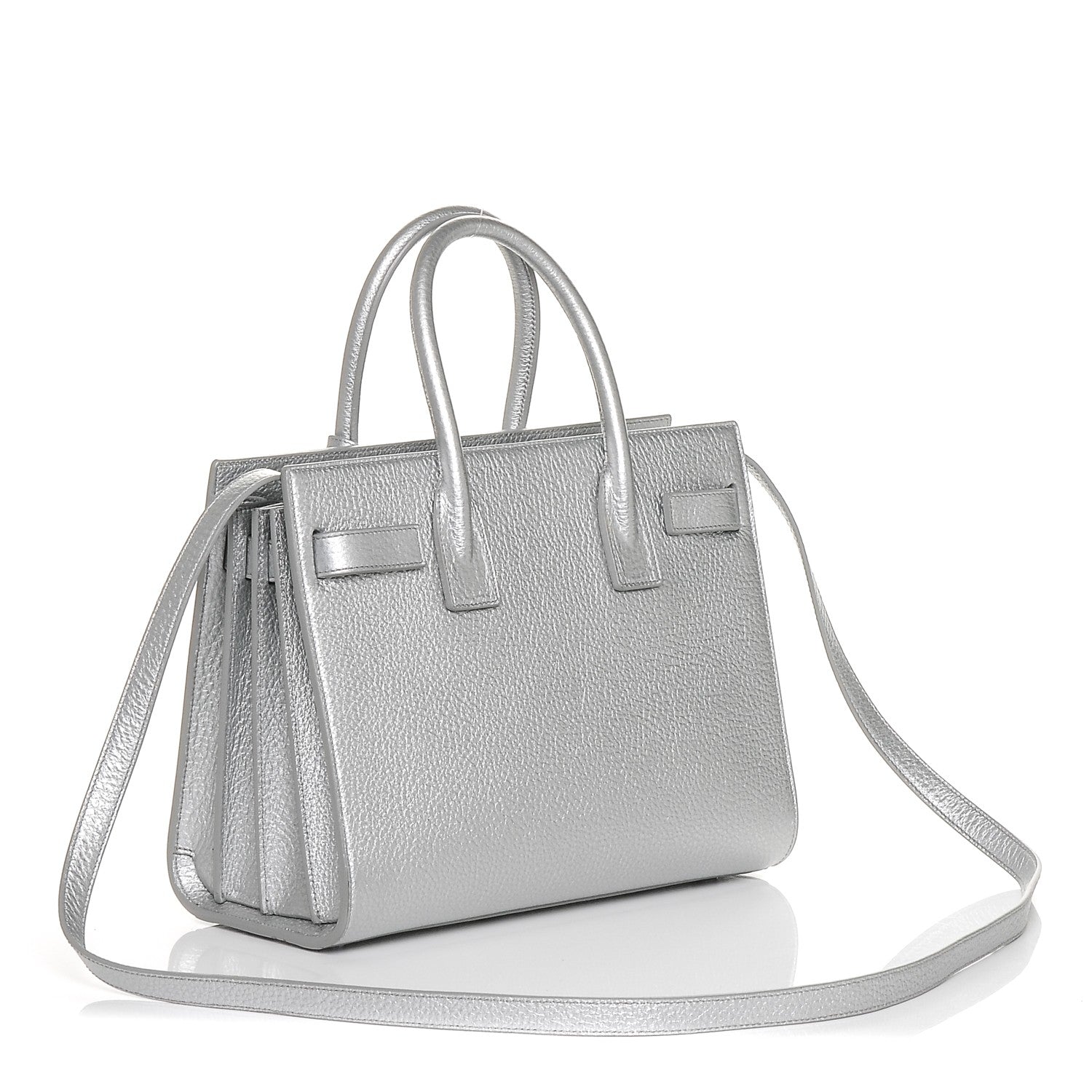 Saint Laurent Metallic Grained Calfskin Baby Sac De Jour Silver 3 of 8