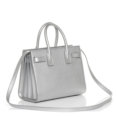Saint Laurent Metallic Grained Calfskin Baby Sac De Jour Silver 3 of 8