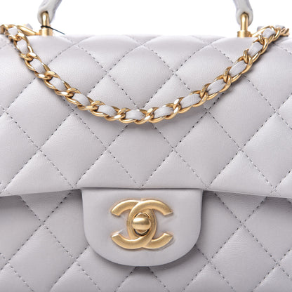 Chanel Lambskin Quilted Mini Top Handle Rectangular Flap Grey 10 of 10