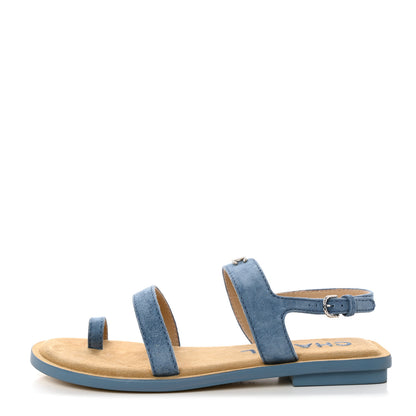 Chanel Suede CC Sandals 37 Blue 1 of 9