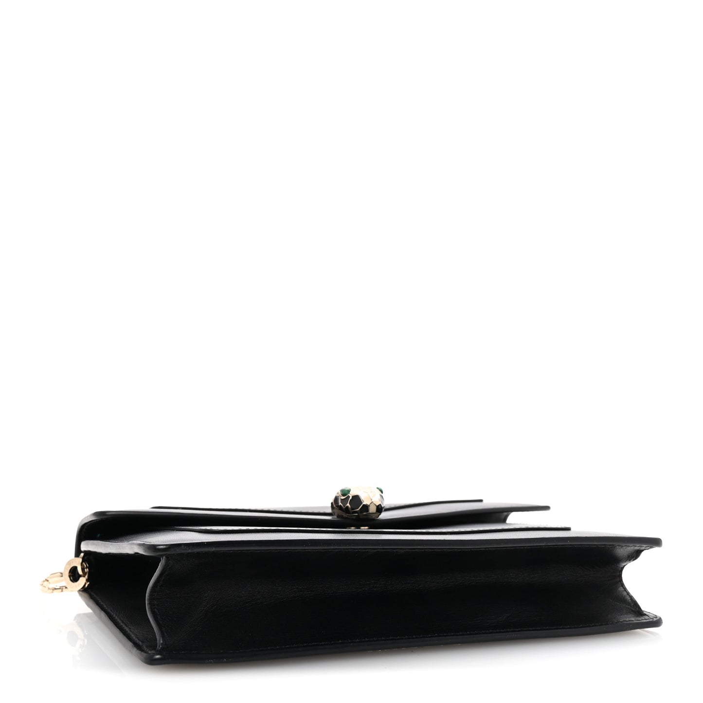 Calfskin Serpenti Forever Chain Wallet Black