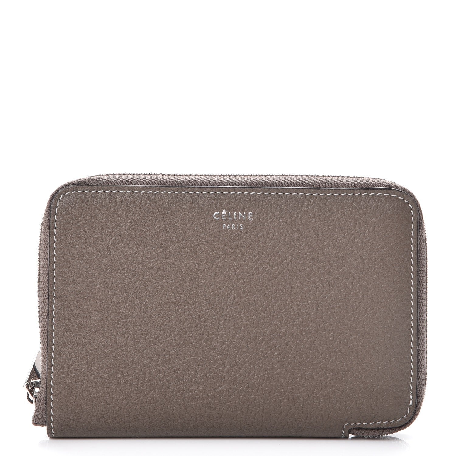 Celine Drummed Calfskin Zip Around Multifunction Wallet Souris 1 of 8