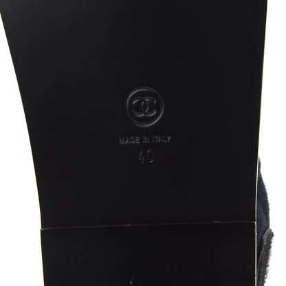 Chanel Velvet Velcro Dad Sandals 40 Navy Blue 6 of 9