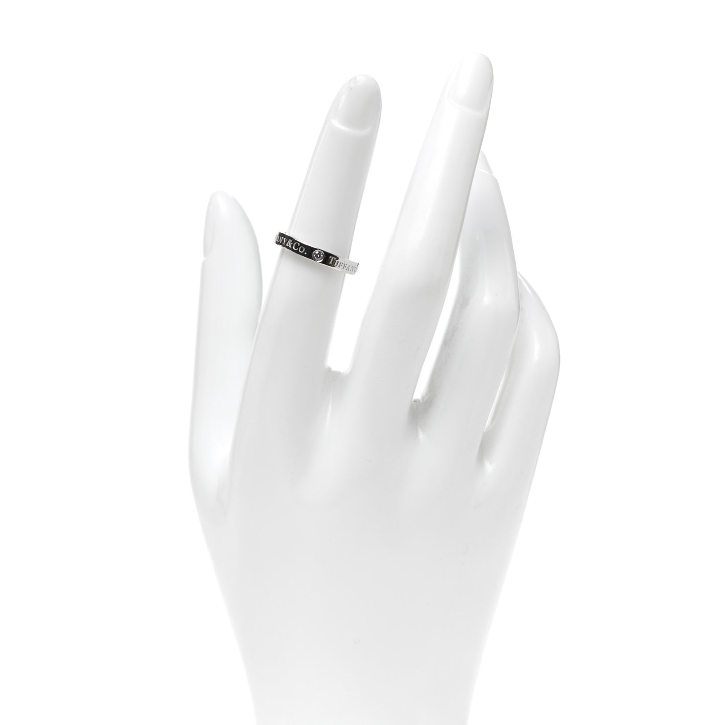 Platinum Diamond Logo Band Ring 50 5.5