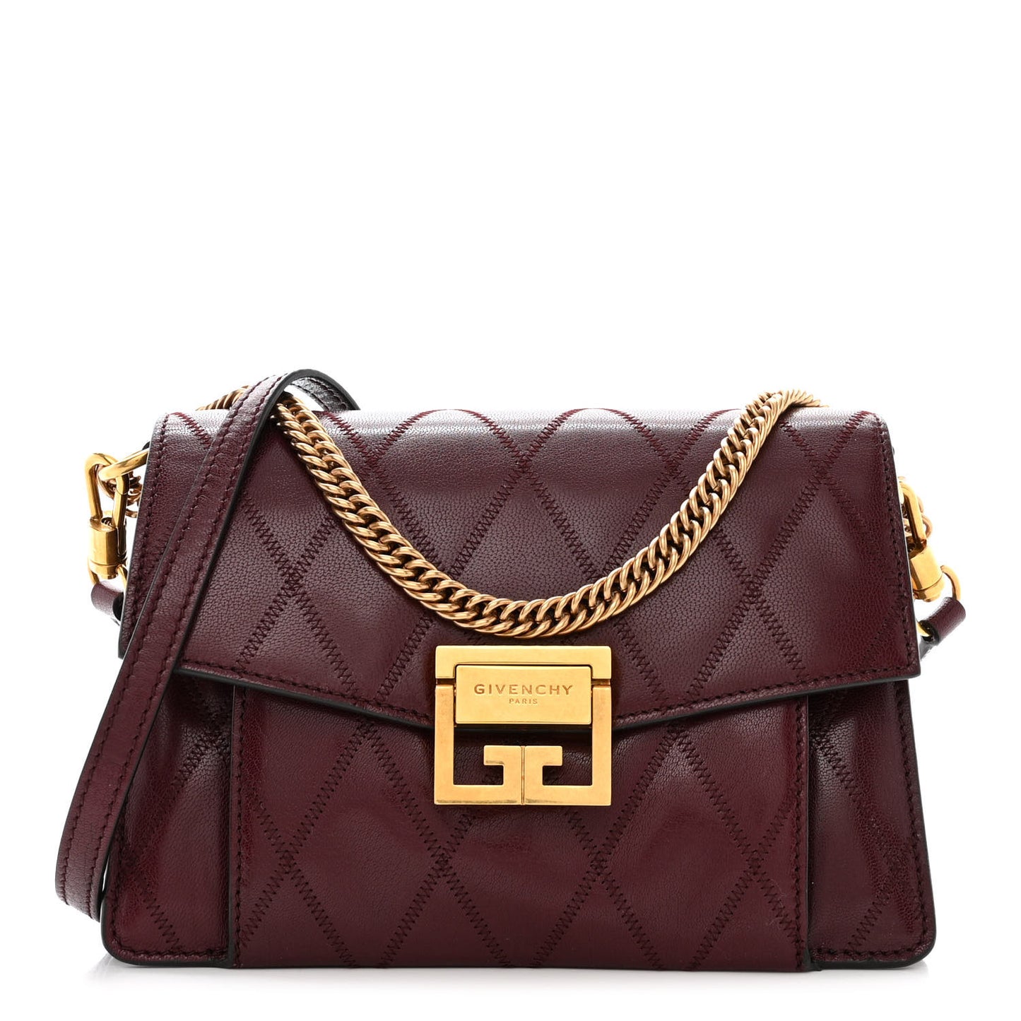 Goatskin Quilted Small GV3 Shoulder Bag Aubergine