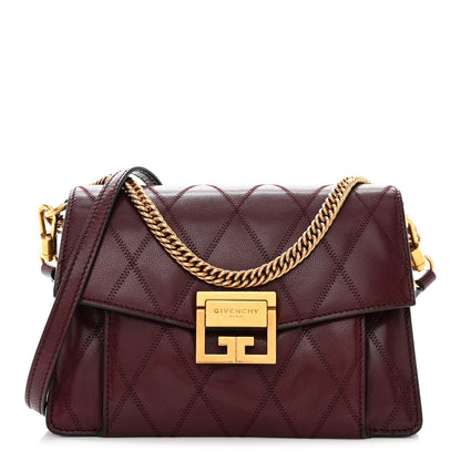 Givenchy Goatskin Quilted Small GV3 Shoulder Bag Aubergine 1 of 10