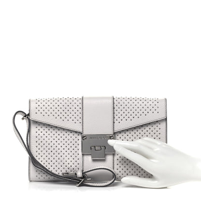 Jimmy Choo Calfskin Studded Rivera Flap Clutch White 2 of 9