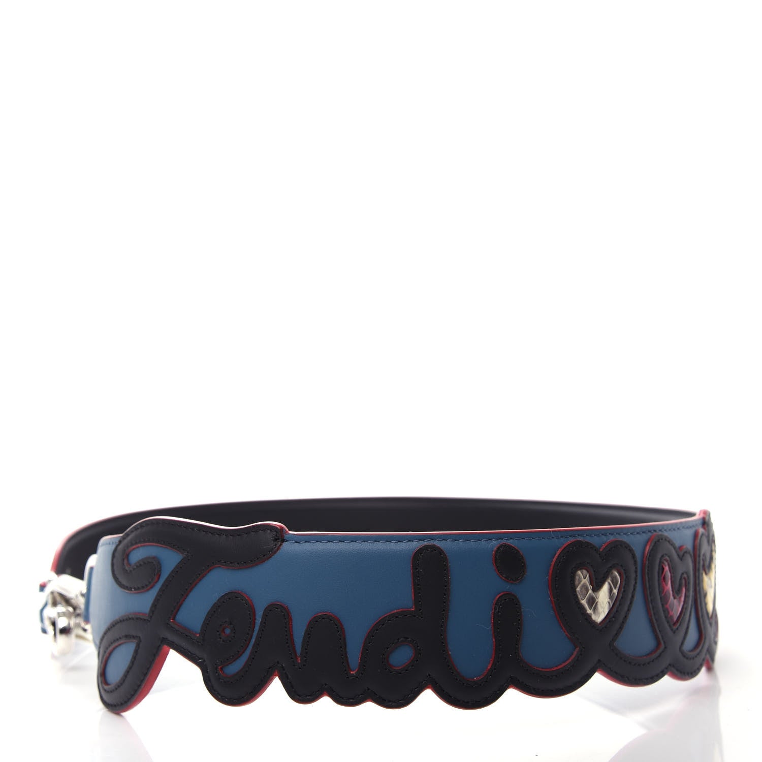Fendi Vitello Century Elaphe Open Your Heart Bi-Color Strap You Balena Black 6 of 7