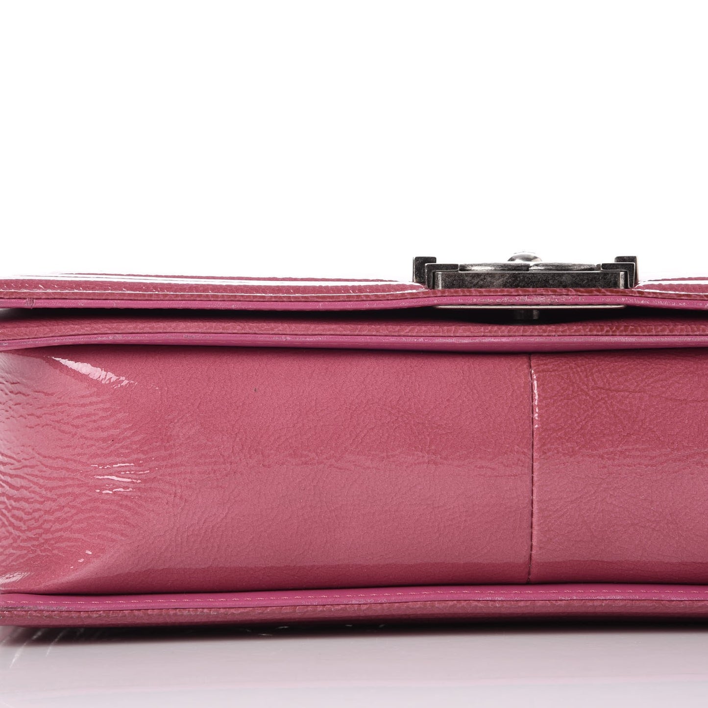 Distressed Patent Quilted New Medium Boy Flap Pink