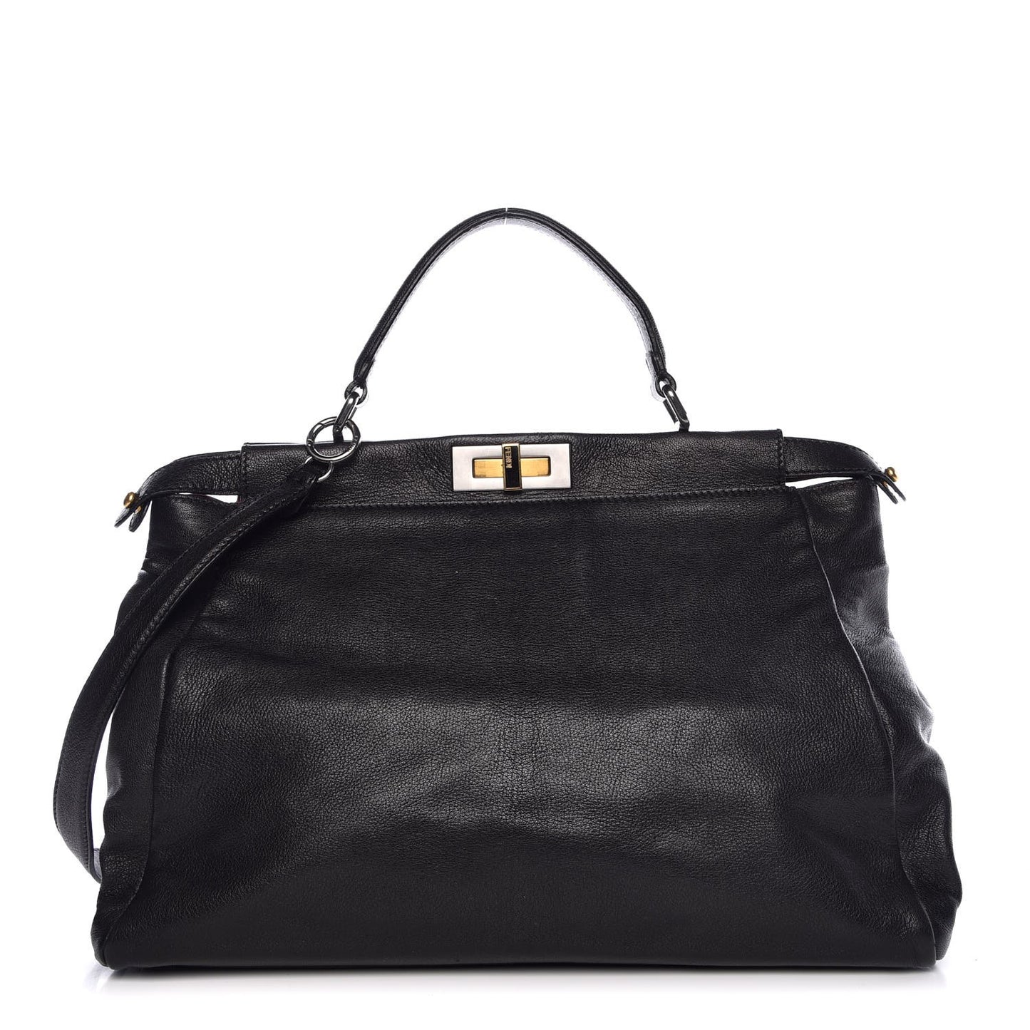 Goatskin Large Peekaboo Iconic Satchel Black Lampone