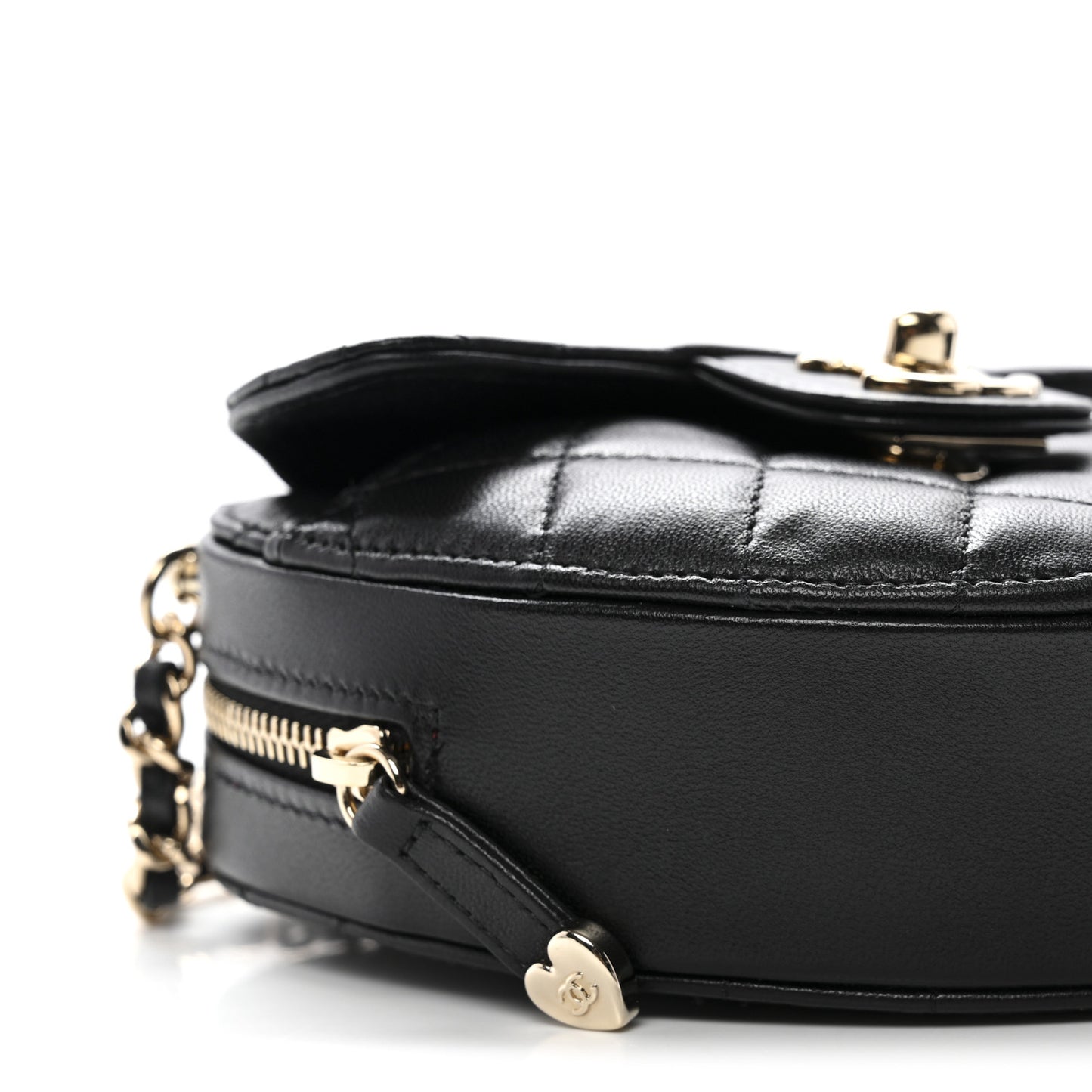 Lambskin Quilted CC In Love Heart Clutch With Chain Black