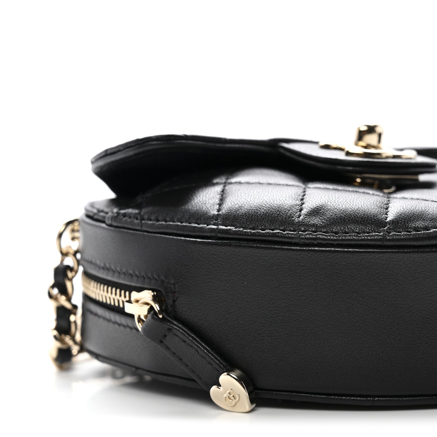 Chanel Lambskin Quilted CC In Love Heart Clutch With Chain Black 8 of 10