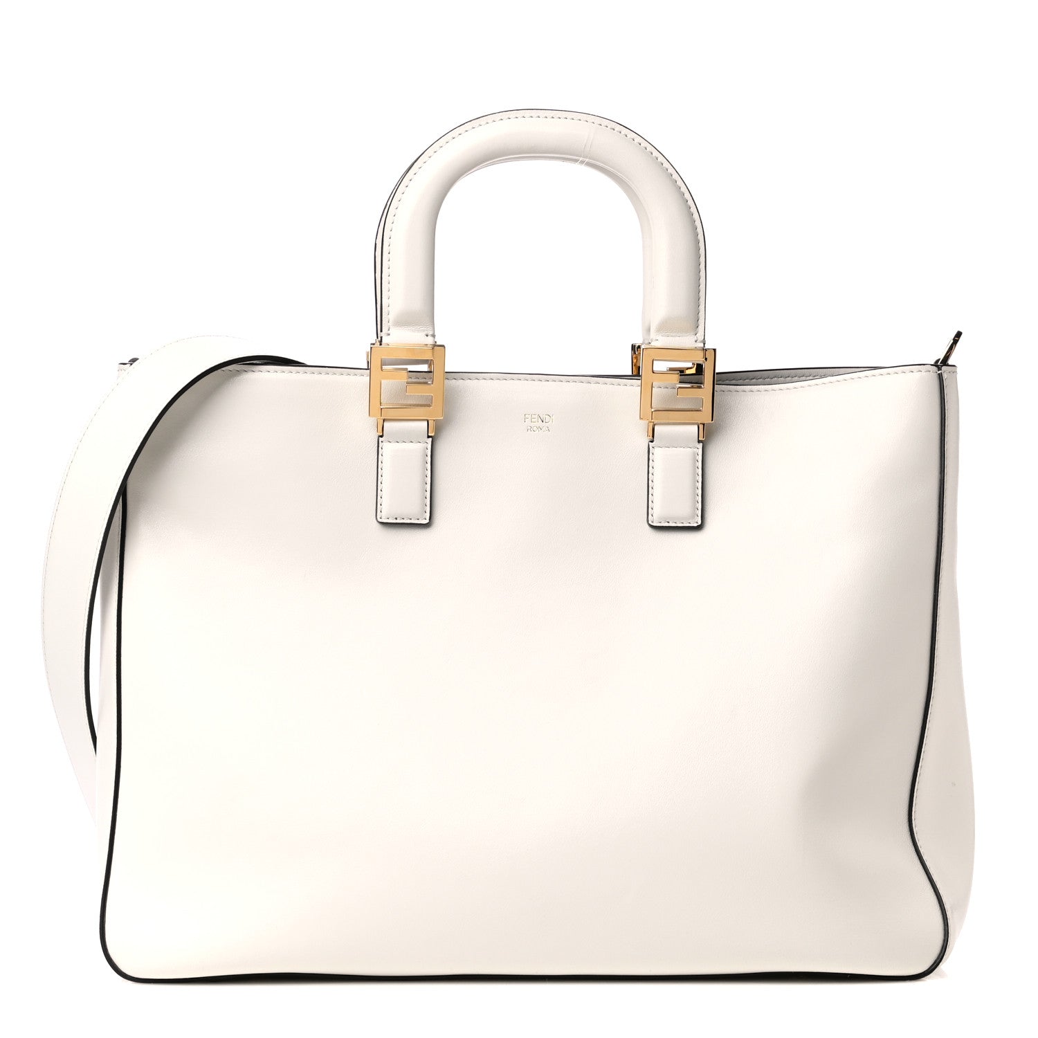 Fendi Vitello Glacier Medium FF Tote White 1 of 8