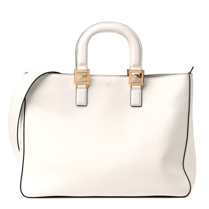 Fendi Vitello Glacier Medium FF Tote White 1 of 8