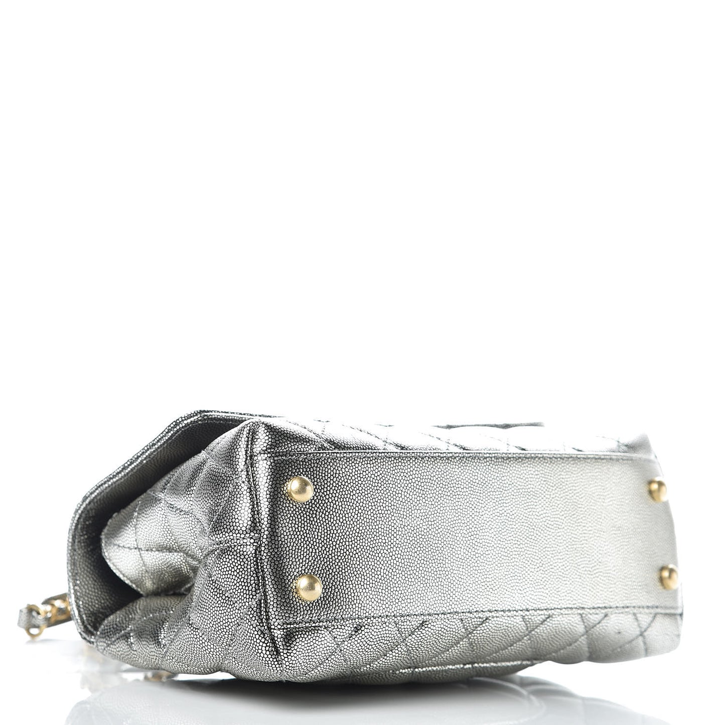 Metallic Caviar Quilted Mini Coco Handle Flap Silver