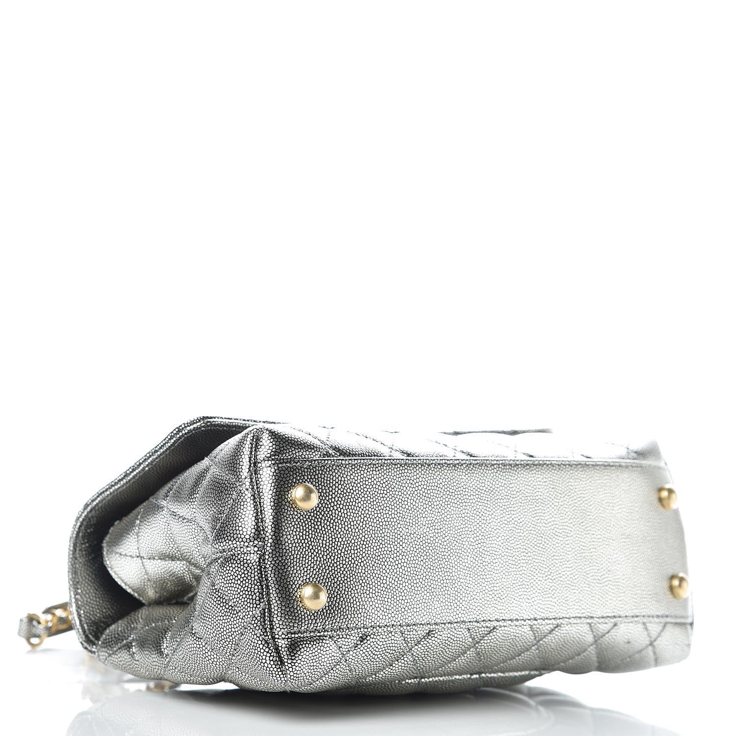 Chanel Metallic Caviar Quilted Mini Coco Handle Flap Silver 4 of 10