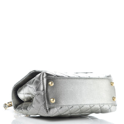 Chanel Metallic Caviar Quilted Mini Coco Handle Flap Silver 4 of 10