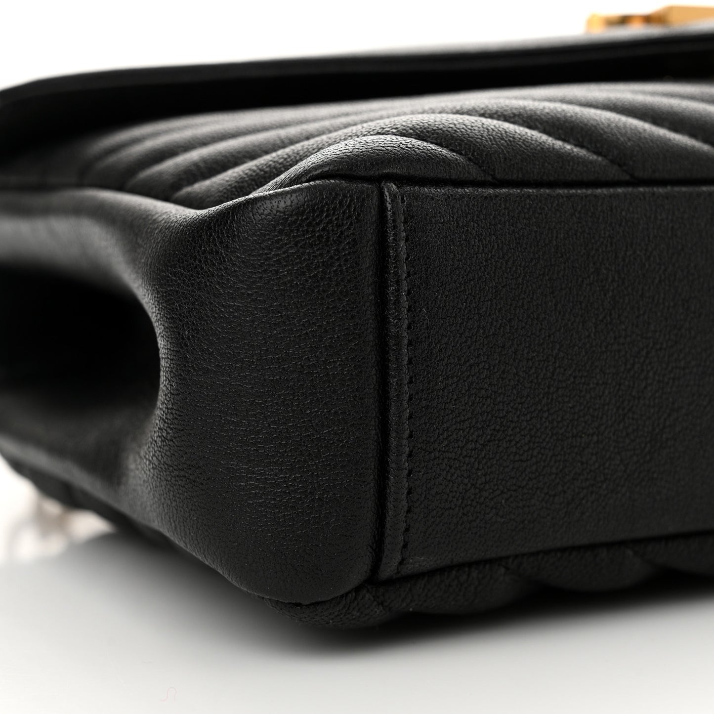 Sheepskin Matelasse Chevron Monogram Medium College Bag Black