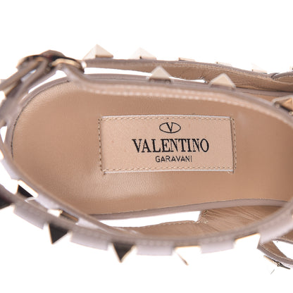 Valentino Garavani Patent Nappa Rockstud Ankle Strap 100mm Pumps 37 Black Poudre 6 of 8