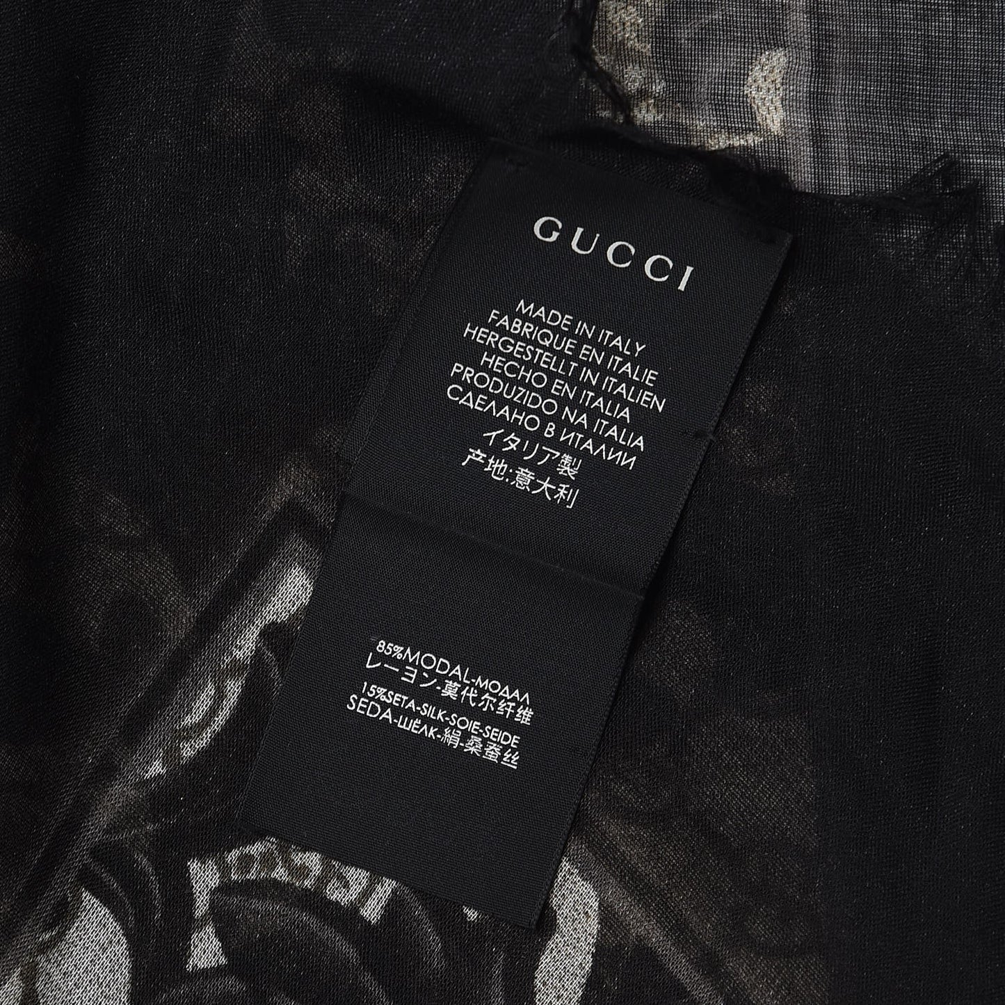 Modal Silk Monogram Arabesque Shawl Black