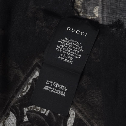 Gucci Modal Silk Monogram Arabesque Shawl Black 4 of 4