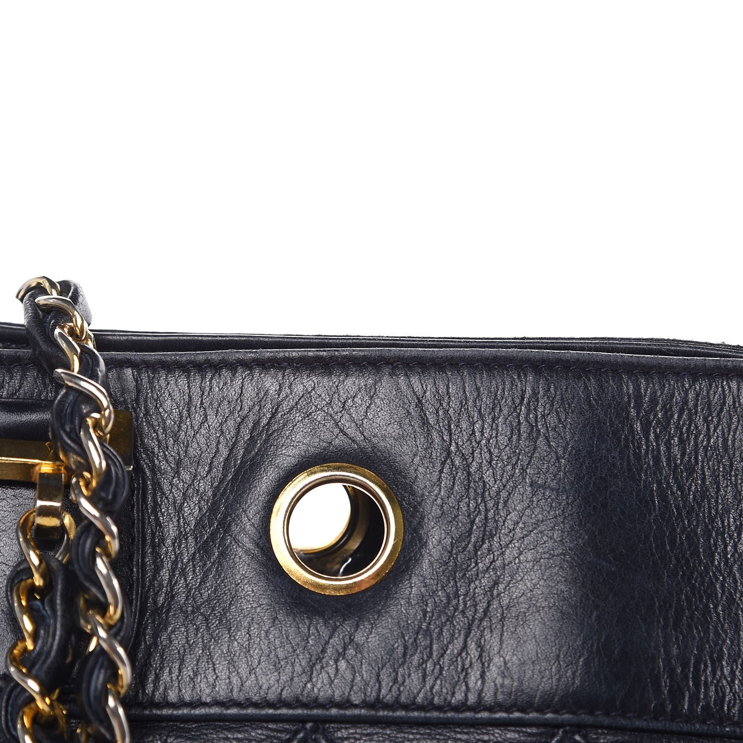 Chanel Lambskin Stitched Shopper Tote Navy 13 of 19
