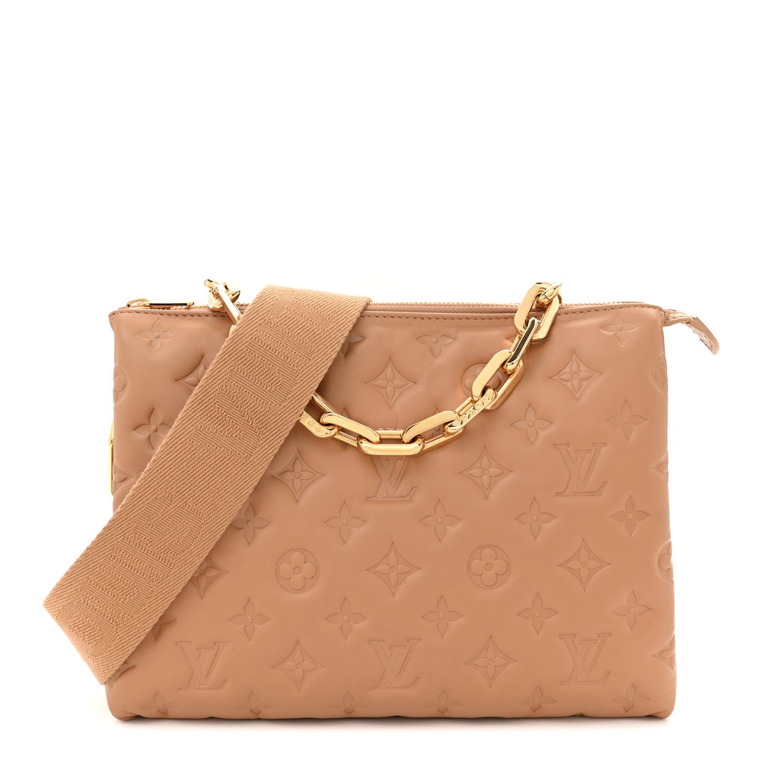 Louis Vuitton Lambskin Embossed Monogram Coussin PM Camel 1 of 14