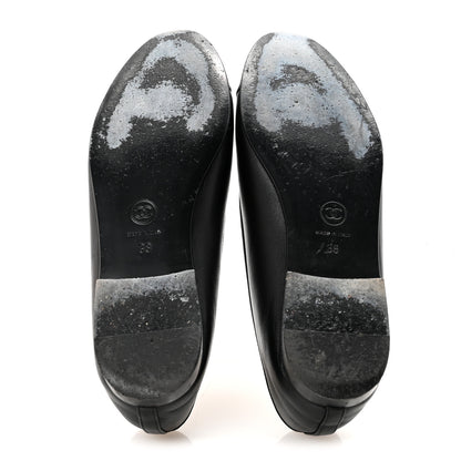 Chanel Lambskin Patent Cap Toe Ballerina Flats 38 Black 6 of 10