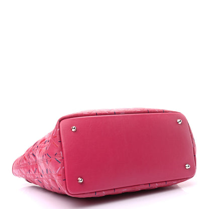 Christian Dior Coated Canvas Cannage Medium Panarea Tote Raspberry Multicolor 4 of 9