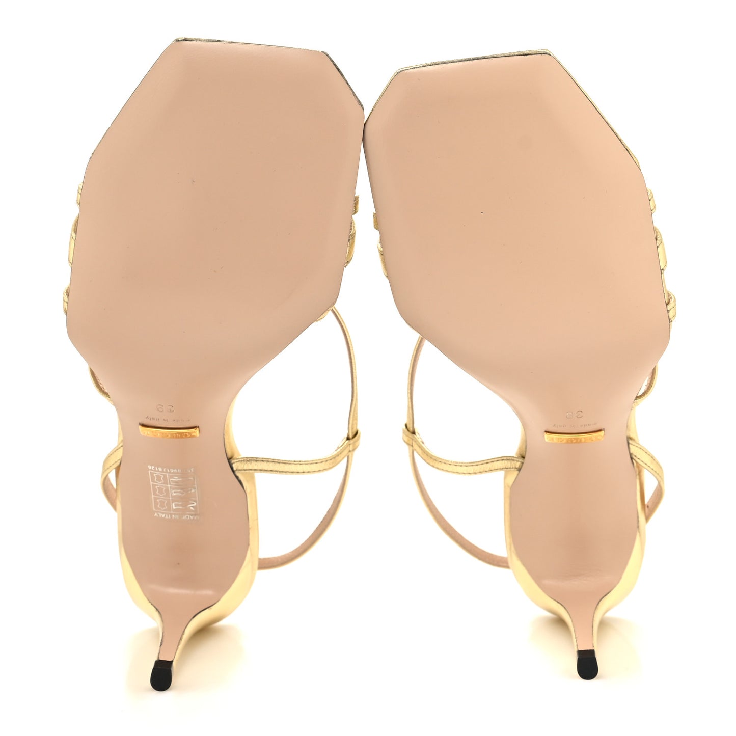 Metallic Nappa Victoria Strappy Horsebit Sandals 39 Gold