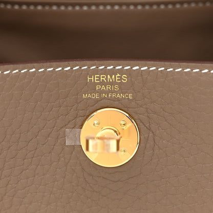 Hermes Taurillon Clemence Mini Lindy 20 Etoupe 6 of 12